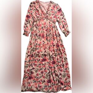 Floral maxi dress with v neckline and Bishop Sleeves. Excellent condition.